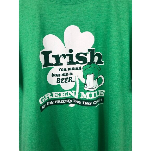 St Patrick's Day Green Mile Bar Crawl Green Graphic Print T-shirt Mens Size Larg - Picture 2 of 7